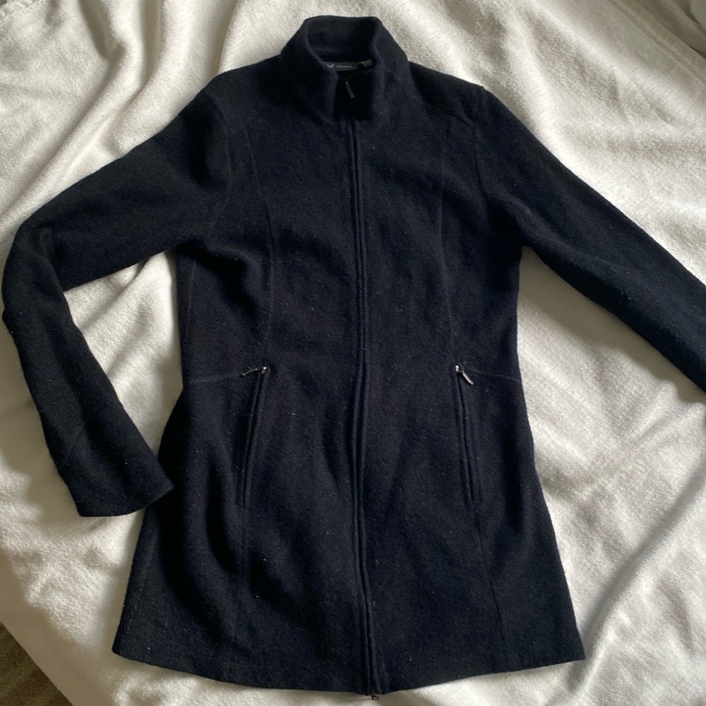 Ibex Backbay Merino Wool Tunic Jacket Women's Small Full Zip Pockets Black Small